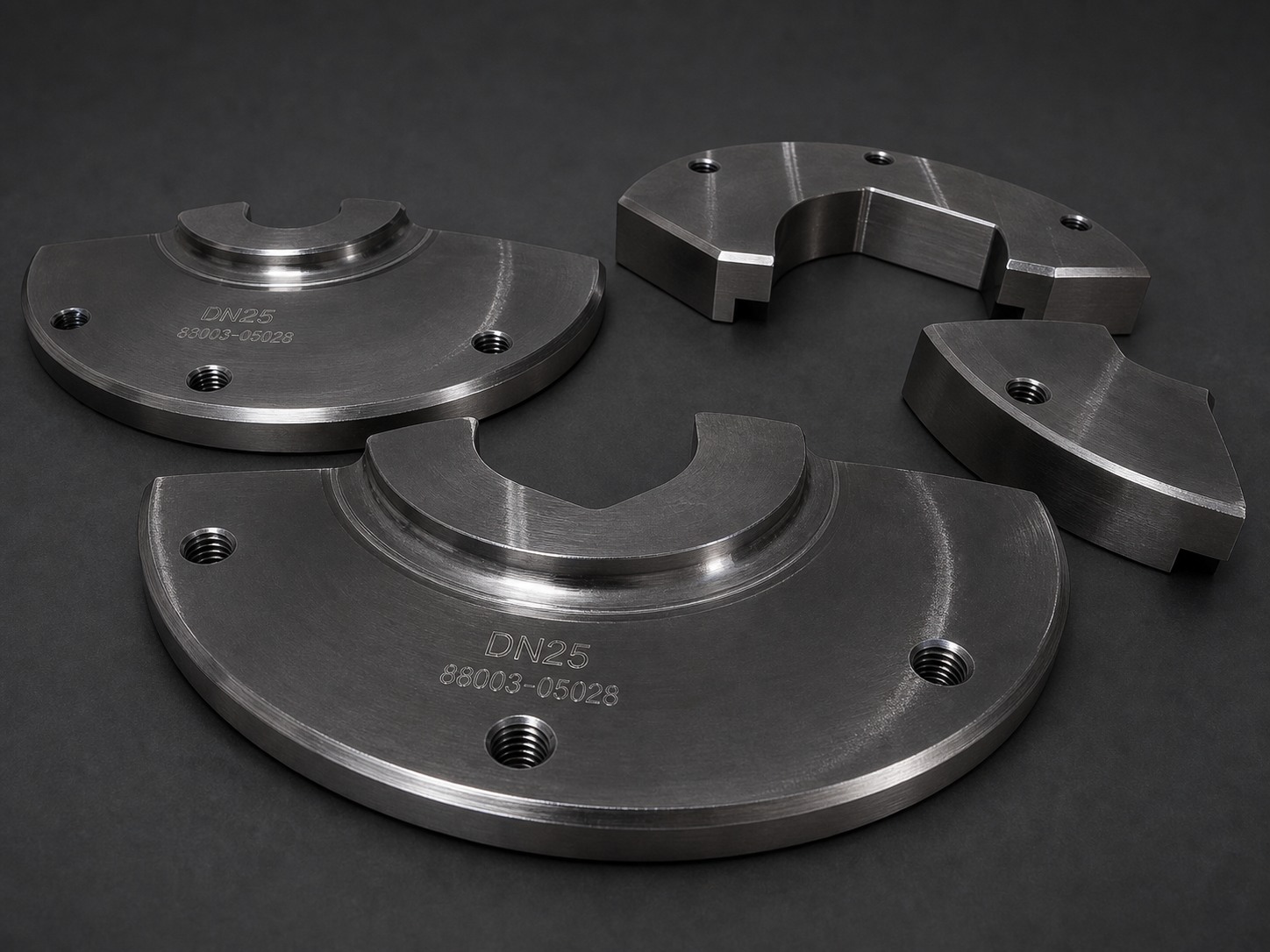 Edelstahl-Fraesteile mit Lasergravur DN25